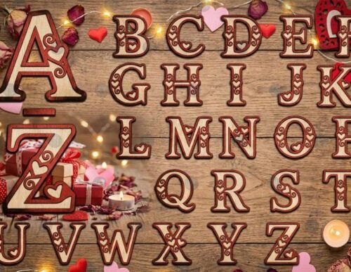Alfabeto de San Valentín para corte láser, archivos SVG y DXF incluidos