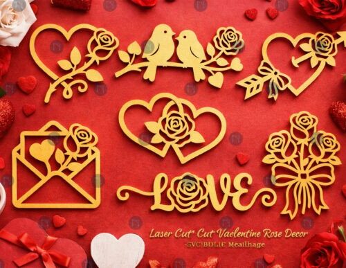 Decoración Día del Amor y la Amistad para corte láser y CNC, archivos SVG y DXF incluidos