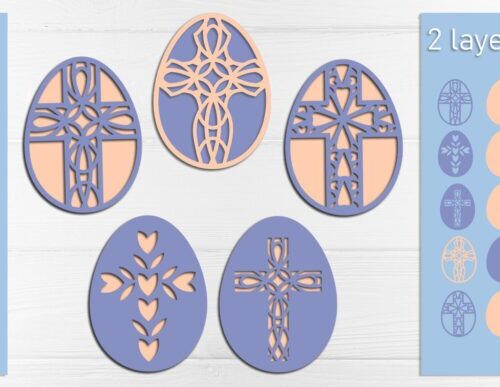 Huevos de Pascua multicapa con cruz — diseño para corte láser y CNC