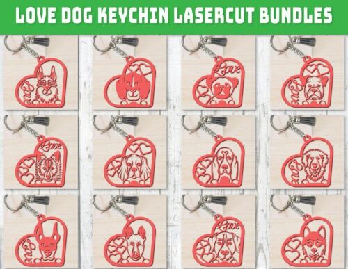 Llavero Love Dog para corte láser y CNC