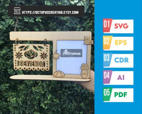Marco de fotos Día de los Muertos para corte láser, archivos SVG y DXF incluidos