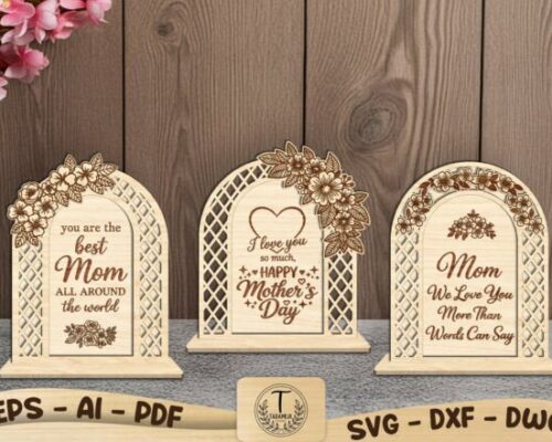 Letrero especial Día de la Madre para corte láser y CNC, incluye SVG y DXF