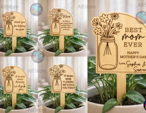 Estaca para plantas Día de la Madre en MDF, diseño vectorial