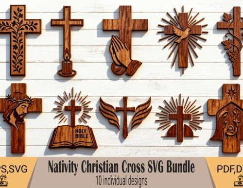 Cruz Navideña para corte láser y CNC, diseño en MDF