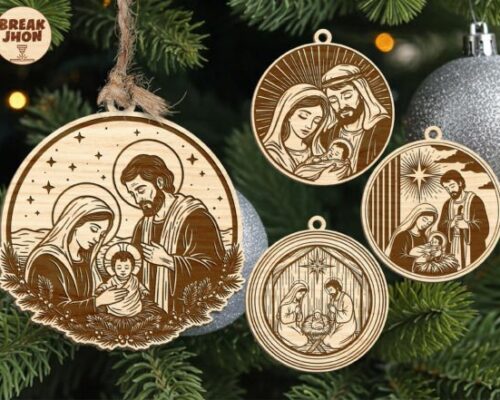 Adornos Navidad para corte láser y CNC, MDF de 420x300x3 mm