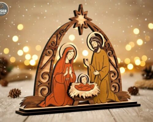 Belén Sagrada Familia en Navidad para corte láser y CNC