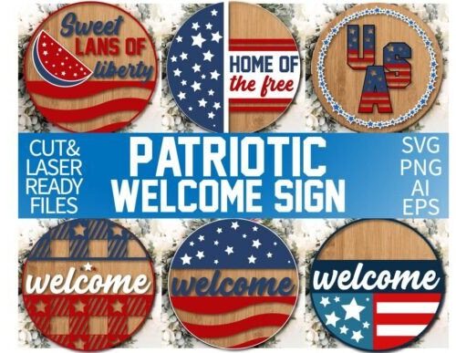 Paquete de letreros patrióticos de bienvenida