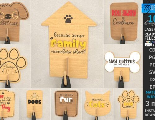 Soportes para rodillos de pelo mascota para corte láser y CNC