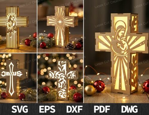 Diseño Cruz Religiosa para corte láser y CNC, archivos SVG e DXF incluidos