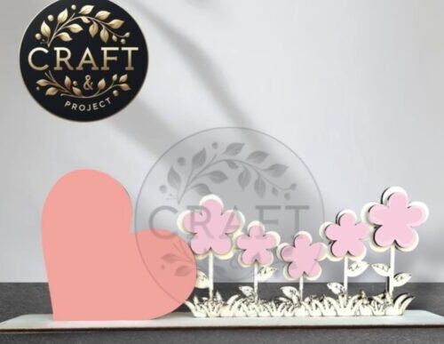 Diseño Jardín de Flores Romántico con Corazón — Para corte láser y CNC