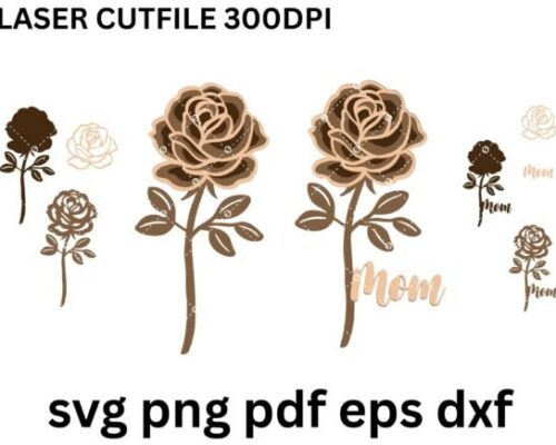 Mamá con flor rosa para corte láser y CNC