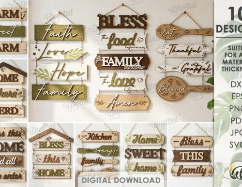 Decoraciones rústicas para pared del hogar con diseño vectorial
