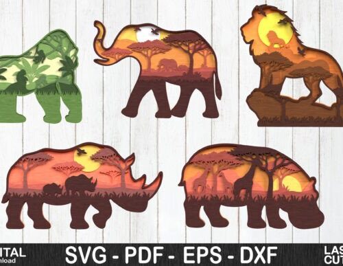Animales de safari en capas