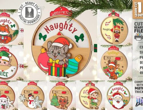 Adornos Navidad para corte láser y CNC, perfecto para decoración y manualidades