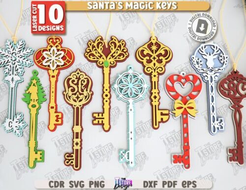 Pack de diseños navideños para corte láser y CNC, ideal para decoración Hogar