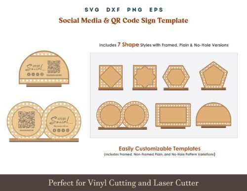 Plantilla señal QR para escaneo, archivos SVG y DXF