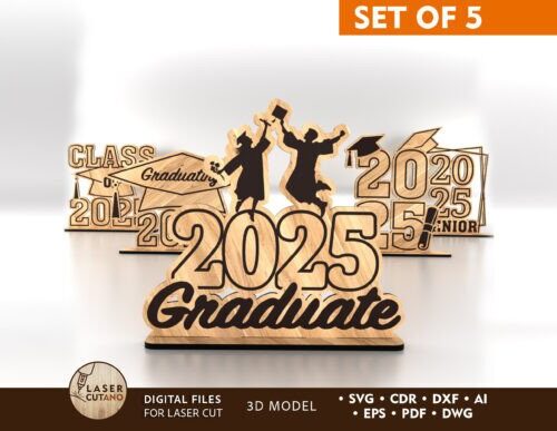 Juego de 5 decoraciones de graduación