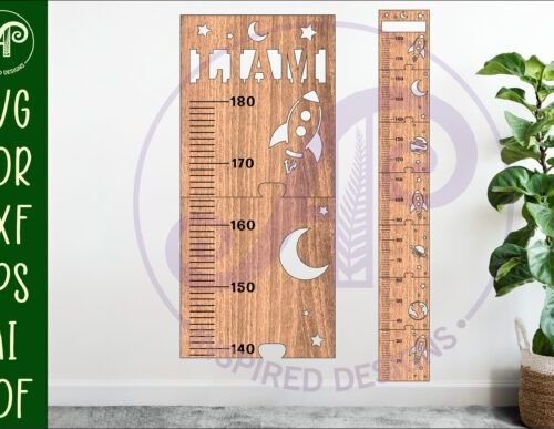 Tabla de altura personalizada para niños con diseño espacial