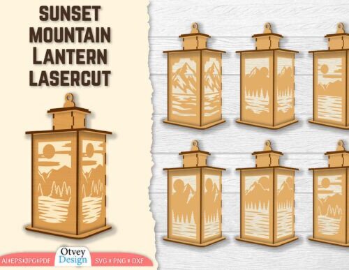 Lámpara Montaña al Atardecer | Diseño para corte láser y CNC