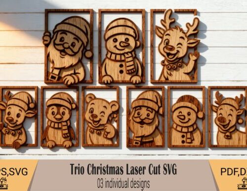 Tableros navideños para corte láser y CNC, 12 piezas A4 de madera contrachapada