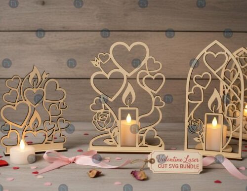 Paquete Día del Amor y la Amistad para corte láser CNC, archivos SVG y DXF incluidos