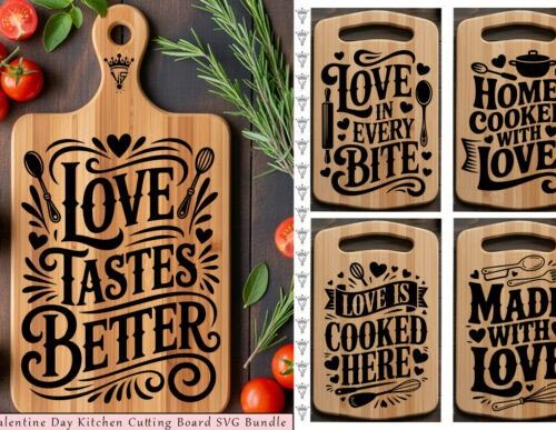 Tabla de cocina San Valentín para corte láser CNC, ideal para decoración y manualidades