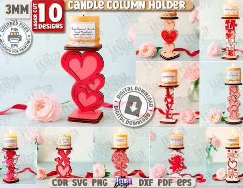 Paquete candelabros San Valentín para corte láser