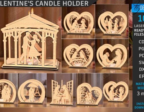 Tablero MDF para San Valentín con diseño para corte láser CNC