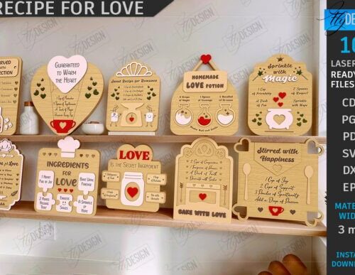 Tableros para corte láser Día del Amor y la Amistad MDF