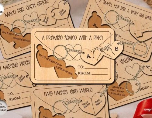 Llaveros de Pareja para San Valentín con diseño para corte láser