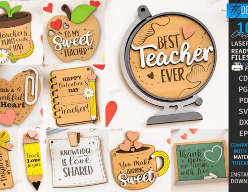 Decoración Día del Amor y la Amistad para corte láser, SVG y DXF incluidos