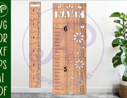 Tabla de altura para niños con diseño de flores de vid imperial