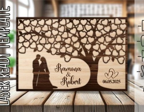 Libro de visitas boda con diseño corazón para corte láser y CNC
