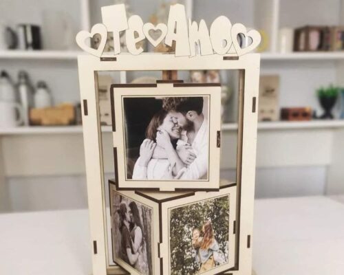 Porta-retratos giratorio para amor eterno en MDF para corte láser CNC