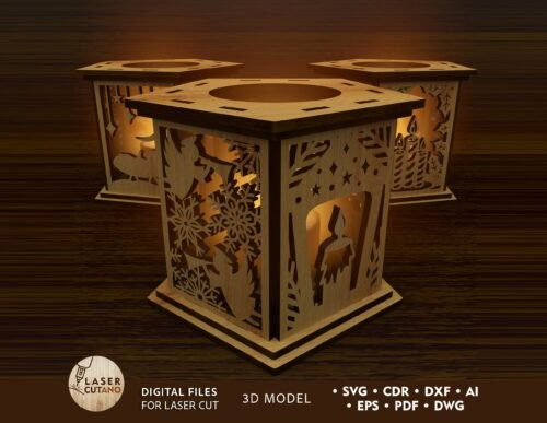Diseños navideños para corte láser y CNC, ideal para decoración y manualidades