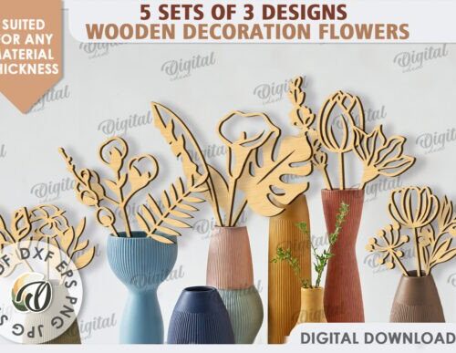 Paquete de flores - Pack MDF A3 30 uds (420 x 300 x 3 mm) para corte láser y CNC