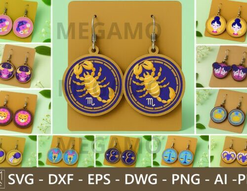 Pendientes Zodiaco para corte láser CNC