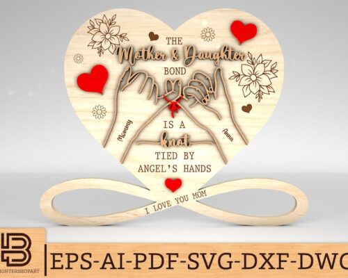 Decoración personalizada de manos madre e hija para corte láser y CNC