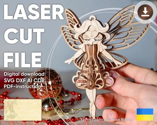 Adorno de hada con alas de mariposa 3d