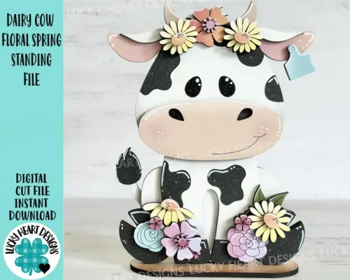 Vaca lechera floral primaveral de pie