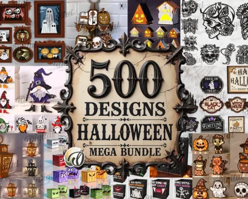 Paquete Halloween 500 diseños para corte láser y CNC