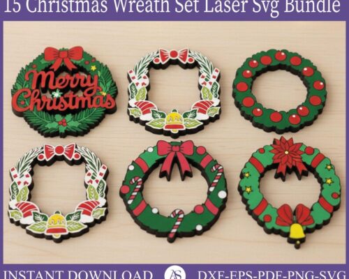 Coronas navideñas en capas para corte láser y CNC